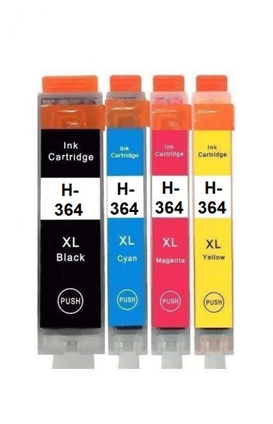 Druckerpatronen-Set kompatibel mit HP 364XL Schwarz, Cyan, Magenta, Gelb - 4 Patronen