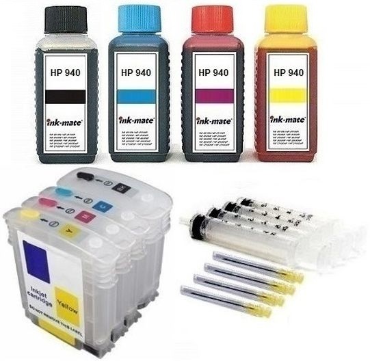 Wiederbefüllbare QUICKFILL-FILL-IN Patronen HP 940 XL + 400 ml INK-MATE Tinten
