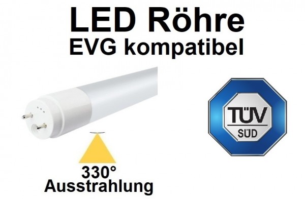 TÜV registriert - 120 cm EVG LED-Röhre T8 - G13, 18 Watt, 330° Ausstrahlung, Tageslichtweiß 6000K