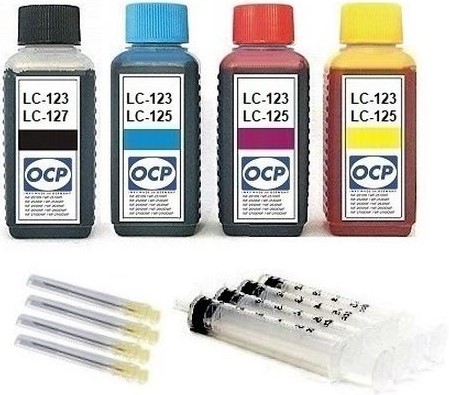 Nachfüllset für Brother Tintenpatronen LC-121, LC-123, LC-125, LC-127 - 4 x 100 ml OCP Tinte