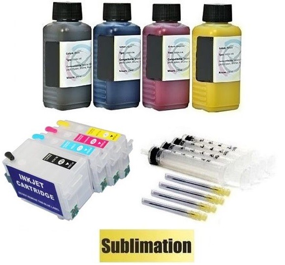 Wiederbefüllbare QUICKFILL-FILL-IN Patronen wie Epson T27 XL + 400 ml Sublimationstinten