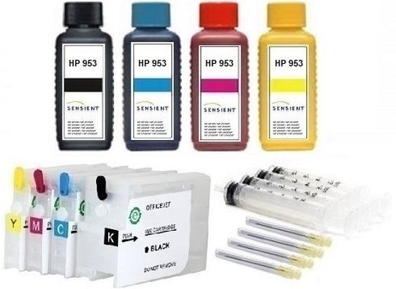 Wiederbefüllbare QUICKFILL-FILL-IN Patronen HP 950 & 951 XL + 4 x 100 ml SENSIENT Tinten