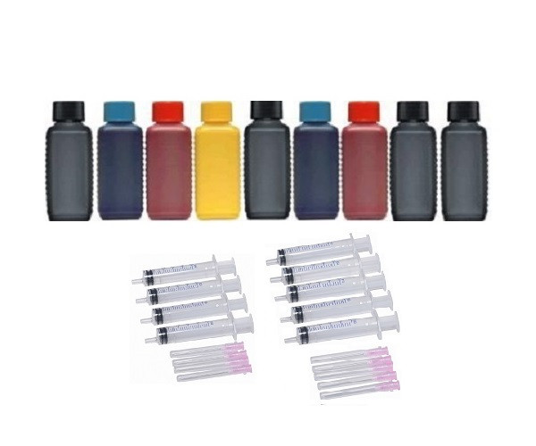 9 Farben Nachfüllset, 9 x 100 ml Druckertinte für Epson Stylus Photo R2880, R3000