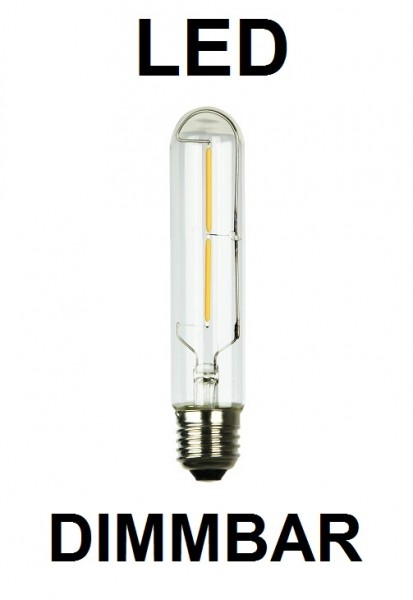 Dimmbare 2 Watt Filament LED-Lampe E27 - T30 - 128 mm Länge, Lichtfarbe warmweiß
