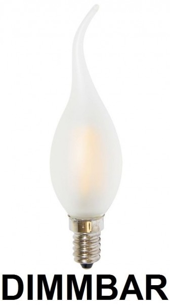 Dimmbare 6 Watt Filament LED Lampe, Kerze Windstoß, E14, Lichtfarbe warmweiß 2700 K, Milchglas