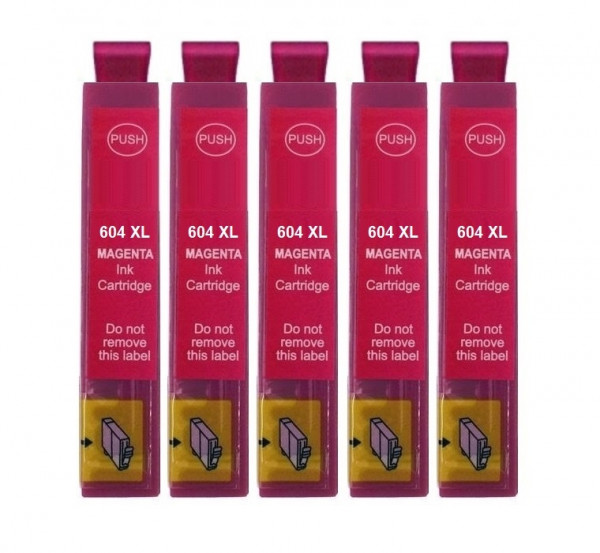 5 x kompatible Druckerpatrone wie Epson 604, 604XL Magenta - XXL Füllmenge