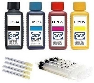 Nachfüllset für HP 934 black + 935 cyan, magenta, yellow Tintenpatronen - 4 x 100 ml OCP Tinte