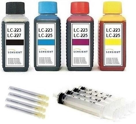Nachfüllset für Brother Tintenpatronen LC-221, LC-223, LC-225, LC-227 - 4 x 100 ml Sensient Tinte