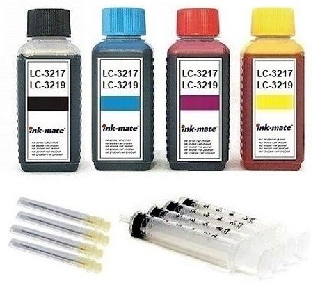 Nachfüllset für Brother Tintenpatronen LC-3217, LC-3219 XL - 4 x 100 ml Tinte + Zubehör