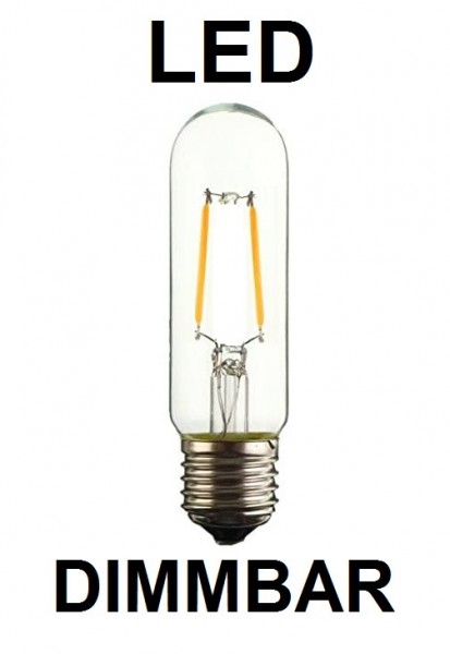 Dimmbare 2 Watt Filament LED-Lampe E27 - T30 - 128 mm Länge, Lichtfarbe warmweiß