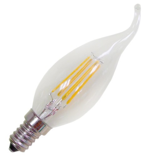 Dimmbare 4 Watt Filament LED Lampe, Kerze Windstoß, E14, Lichtfarbe warmweiß 2700 K, Klarglas