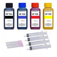 Nachfüllset für HP 934 black + 935 cyan, magenta, yellow Tintenpatronen - 4 x 100 ml Sensient Tinte Nachfüllset für HP 934 black + 935 cyan, magenta, yellow Tintenpatronen - 4 x 100 ml Sensient Tinte