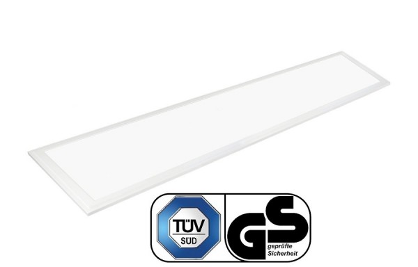 TÜV SÜD, GS geprüft - 28 Watt LED Panel, 120 x 30 cm, Lichtfarbe Tageslichtweiß 6000K, Rahmen Weiss