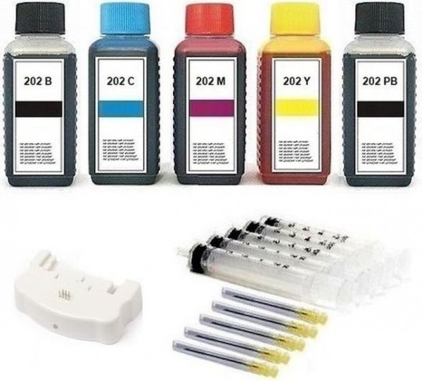 Nachfüllset 500 ml Nachfülltinte + Chipresetter für Epson Tintenpatronen 202, 202 XL