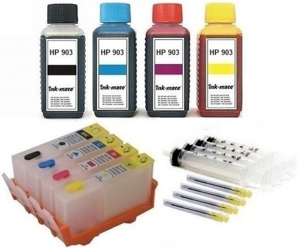 Wiederbefüllbare QUICKFILL-FILL-IN Patronen HP 903 XL + 400 ml INK-MATE Tinten