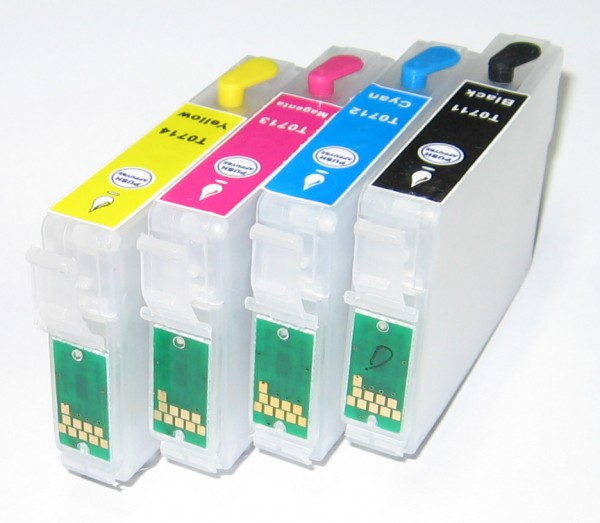 Wiederbefüllbare QUICKFILL-FILL-IN Patronen wie Epson T0711-T0714 mit Auto Reset Chips