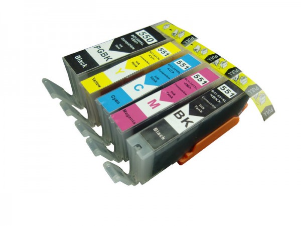Druckerpatronen Set wie Canon PGI-550 XL & CLI-551 XL black, cyan, magenta, yellow - 5 Patronen
