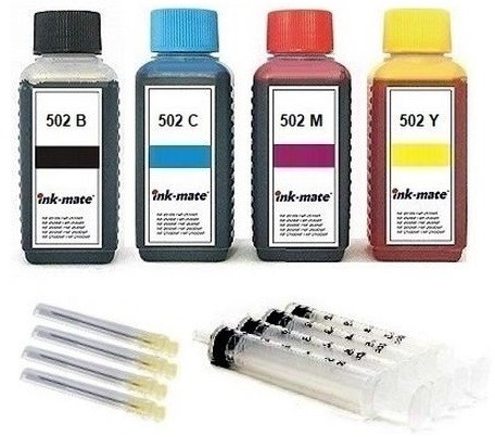Nachfüllset für Epson Tintenpatronen 502, 502 XL black, cyan, magenta, yellow - 4 x 100 ml Tinte