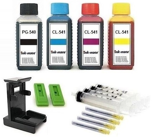 Nachfüllset für Canon Tintenpatronen PG-540 (XL) + CL-541 (XL) - 4 x 100 ml Tinte + Zubehör