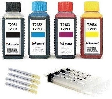 Nachfüllset für Epson Tintenpatronen T2981-T2984, T2991-T2994, T29 XL - 4 x 100 ml Tinte + Zubehör