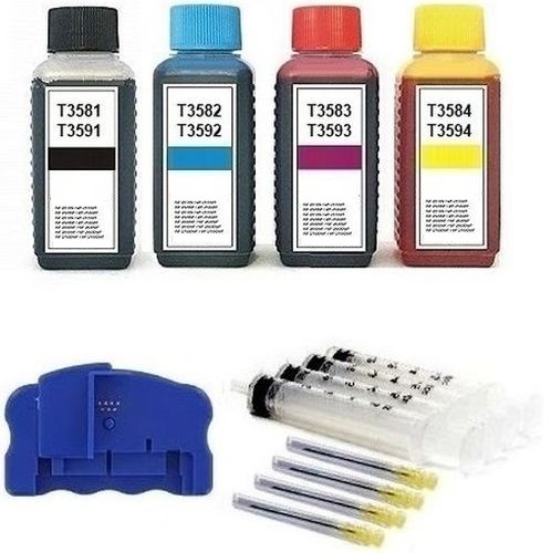 Nachfüllset 400 ml Tinte + Chipresetter für Epson Tintenpatronen T3581-T3584, T3591-T3594, T35 XL