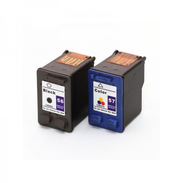 Refill Druckerpatronen Set HP 56 schwarz, black & HP 57 color - HP C6656AE + HP C6657AE