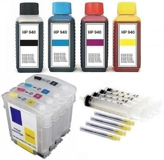 Wiederbefüllbare Tintenpatronen wie HP 940 XL + 400 ml Nachfülltinte