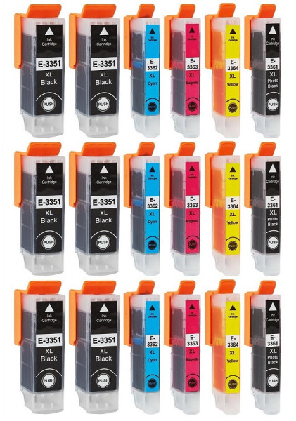 18 kompatible XL-Druckerpatronen wie Epson T3351, T3361, T3362, T3363, T3364, T33XL, 33XL