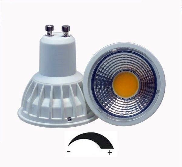 5 Watt COB LED-Spot GU10 Weiß DIMMBAR, Lichtfarbe warmweiß 2700 K, 90° Ausstrahlung