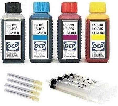 Nachfüllset für Brother Tintenpatronen LC-970, 980, 1000, 1100, 1220, 1240 - 4 x 100 ml OCP Tinte