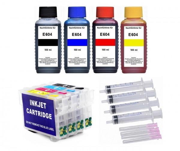Wiederbefüllbare Tintenpatronen 604XL + 400 ml Nachfülltinte für Epson